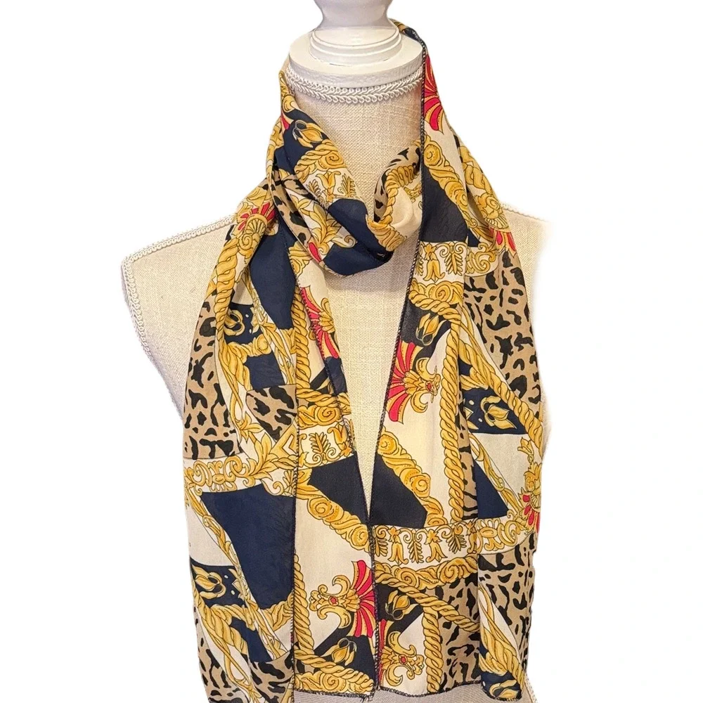 Elegant Lightweight Sheer Mixed Pattern Scarf